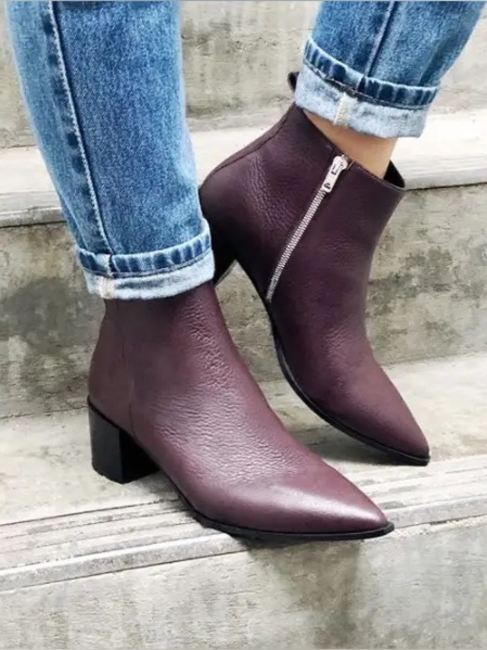 Everlane Pointed Toe Leather Ankle Boots in Dark Brown